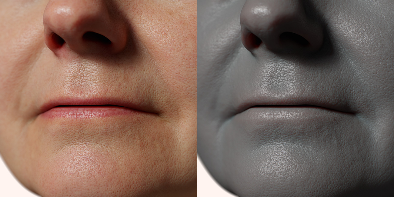 Female head scan skin pore details 